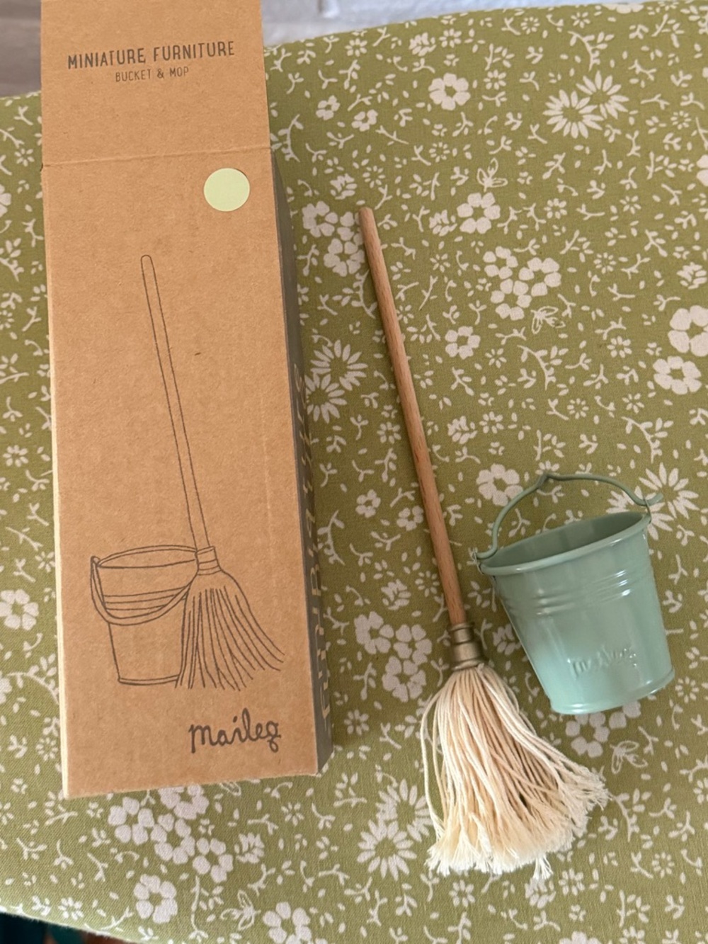 Maileg Cleaning Set Bundle Mop & Bucket, Broom & Dust Pan Original Packaging